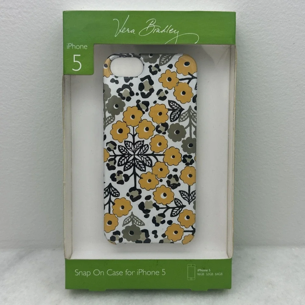 VERA BRADLEY NIB iPhone 5 Slide Frame Case - Yellow & Gray Floral - Go Wild